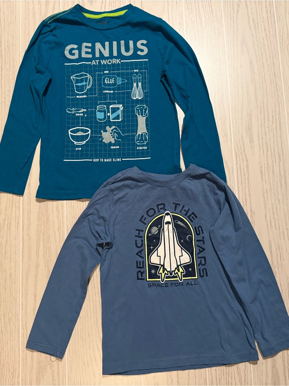 365 Kids Spotted Zebra Boys Size 6 Blue Teal Graphic Long Sleeve T-Shirt Bundle